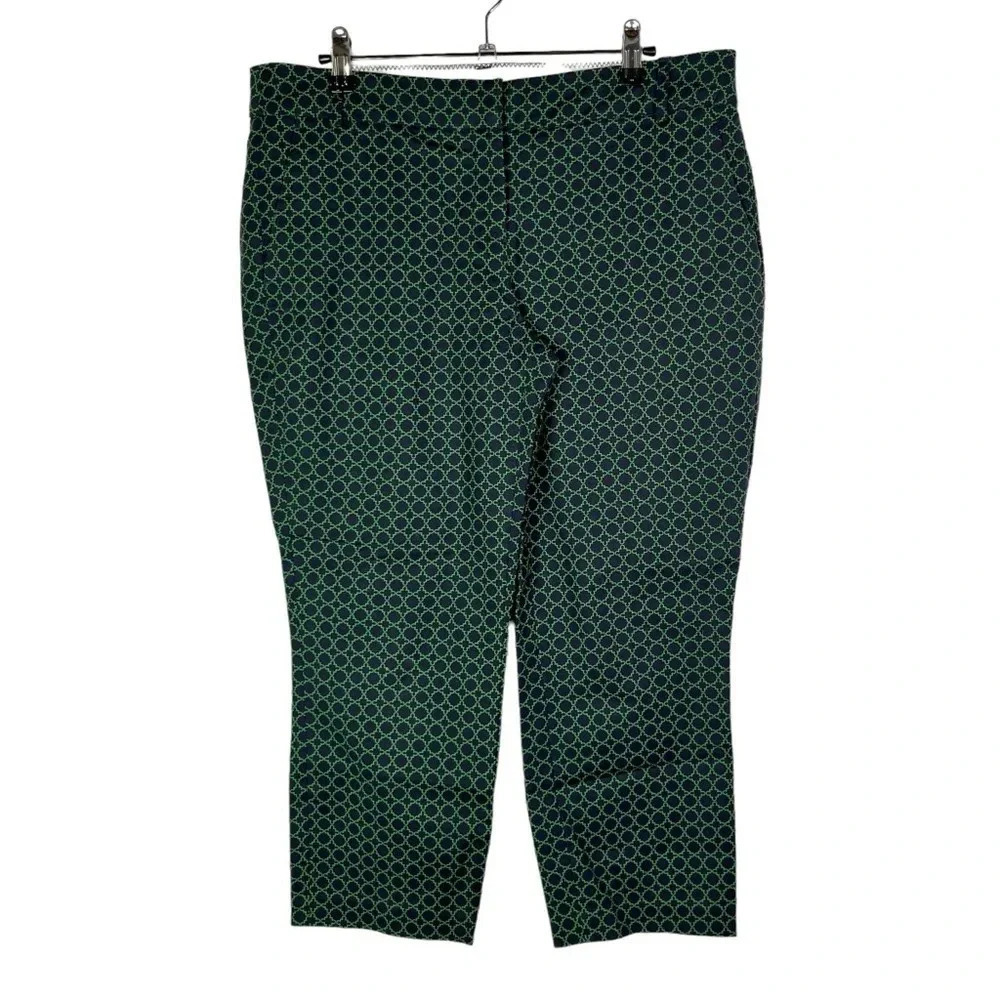 Kenar Navy Blue & Green Circle Printed Straight Leg Dress Pants 8
